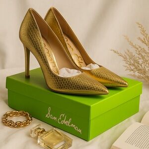 Sam Edelman Hazel Gold Boa Metallic Leather Pumps — Size 9.5M